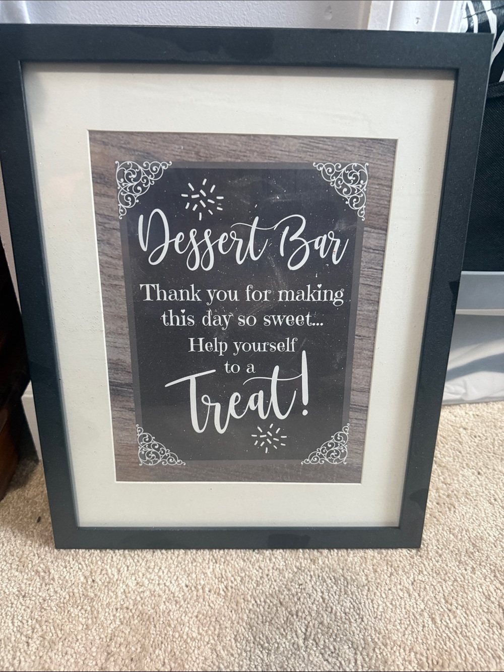 Dessert Bar Framed Sign - Black & White